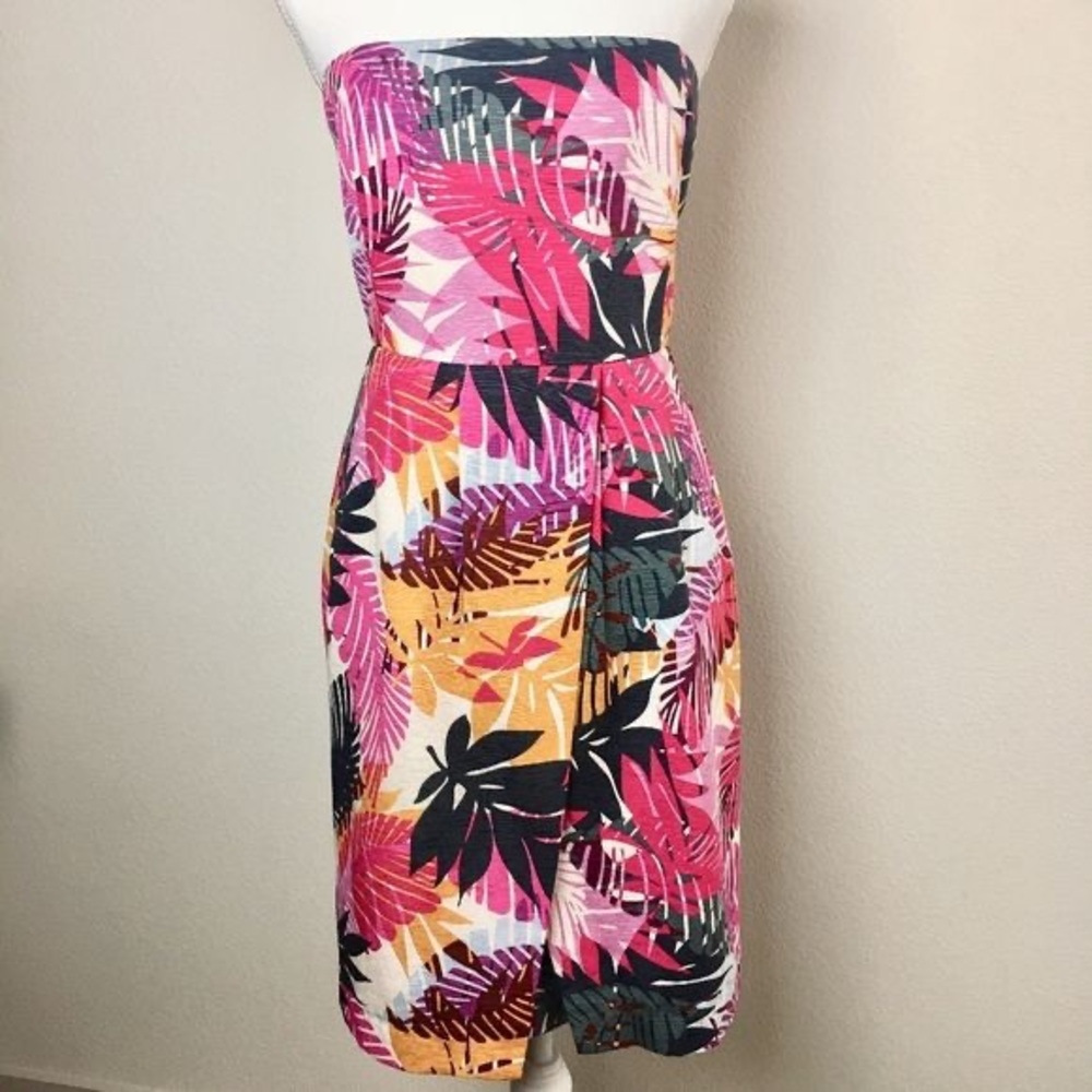 Banana Republic Pink Gray Strapless Sundress